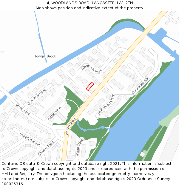 4, WOODLANDS ROAD, LANCASTER, LA1 2EN: Location map and indicative extent of plot