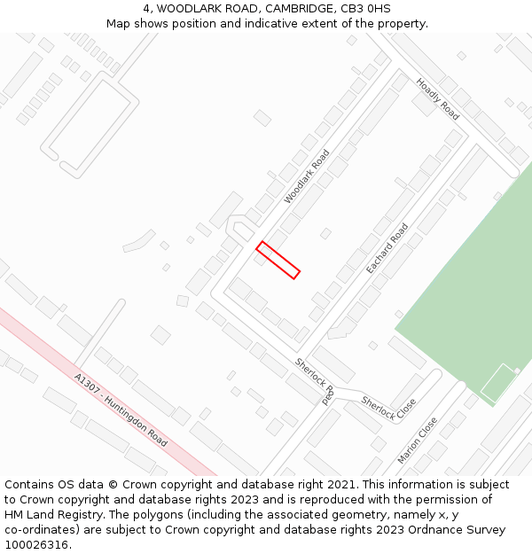 4, WOODLARK ROAD, CAMBRIDGE, CB3 0HS: Location map and indicative extent of plot