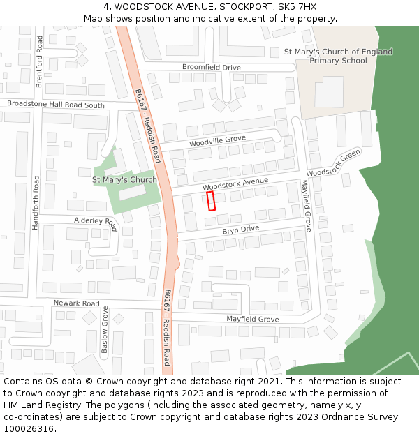 4, WOODSTOCK AVENUE, STOCKPORT, SK5 7HX: Location map and indicative extent of plot