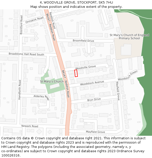 4, WOODVILLE GROVE, STOCKPORT, SK5 7HU: Location map and indicative extent of plot