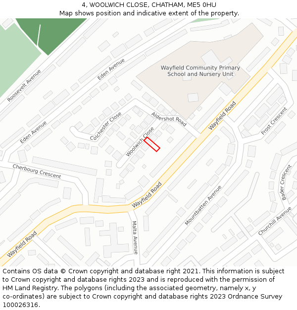 4, WOOLWICH CLOSE, CHATHAM, ME5 0HU: Location map and indicative extent of plot