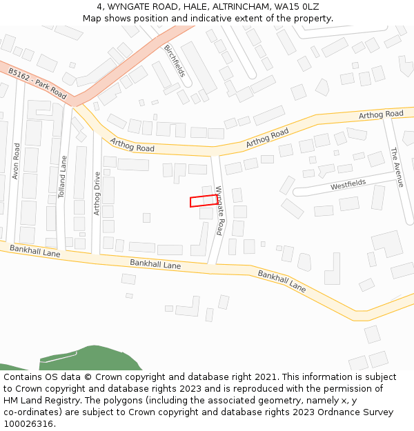 4, WYNGATE ROAD, HALE, ALTRINCHAM, WA15 0LZ: Location map and indicative extent of plot