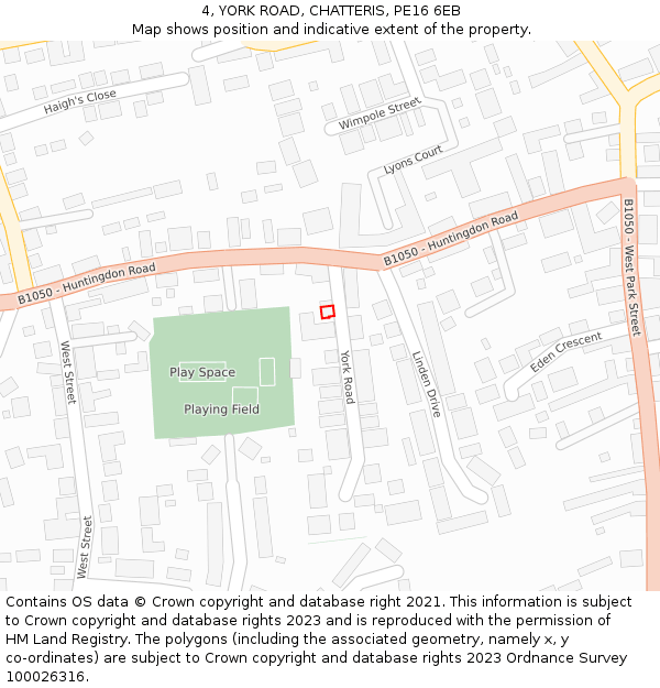 4, YORK ROAD, CHATTERIS, PE16 6EB: Location map and indicative extent of plot