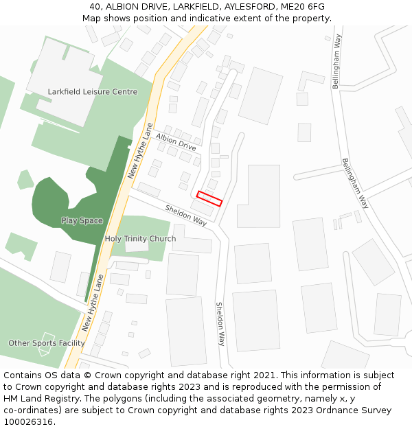 40, ALBION DRIVE, LARKFIELD, AYLESFORD, ME20 6FG: Location map and indicative extent of plot