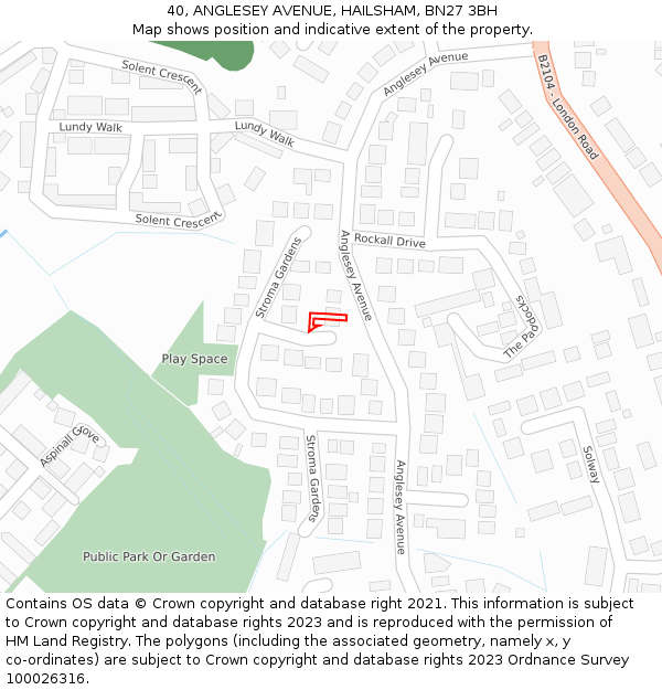 40, ANGLESEY AVENUE, HAILSHAM, BN27 3BH: Location map and indicative extent of plot