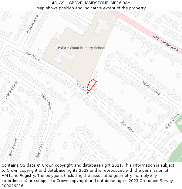 40, ASH GROVE, MAIDSTONE, ME16 0AA: Location map and indicative extent of plot