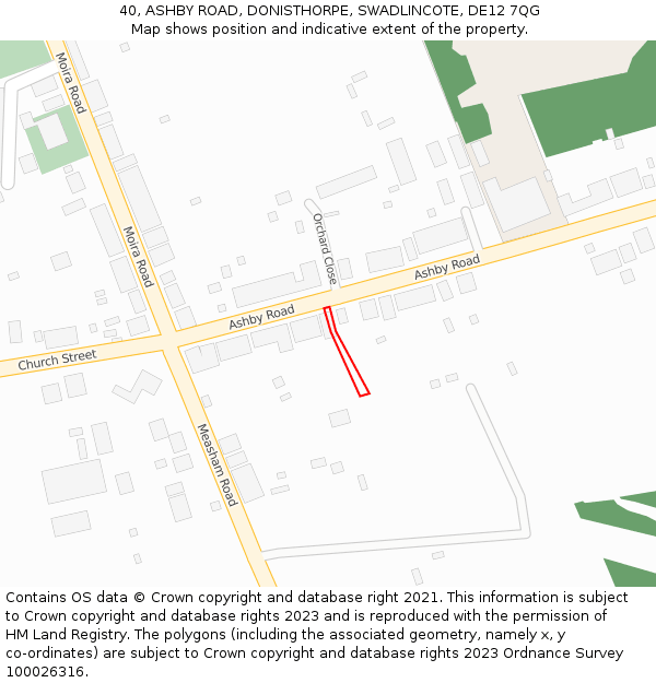 40, ASHBY ROAD, DONISTHORPE, SWADLINCOTE, DE12 7QG: Location map and indicative extent of plot