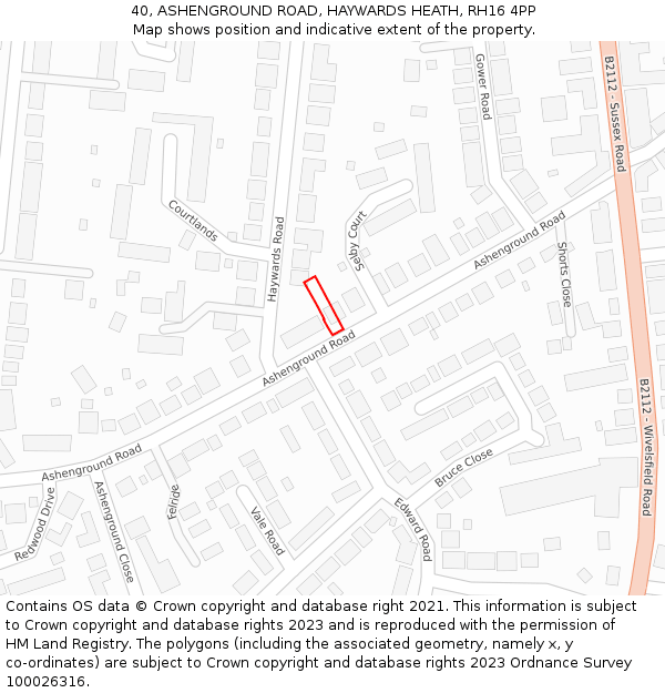 40, ASHENGROUND ROAD, HAYWARDS HEATH, RH16 4PP: Location map and indicative extent of plot