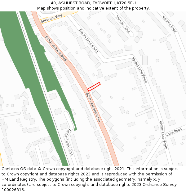 40, ASHURST ROAD, TADWORTH, KT20 5EU: Location map and indicative extent of plot