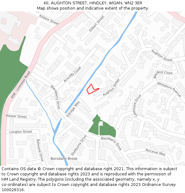 40, AUGHTON STREET, HINDLEY, WIGAN, WN2 3ER: Location map and indicative extent of plot