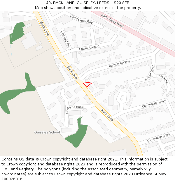40, BACK LANE, GUISELEY, LEEDS, LS20 8EB: Location map and indicative extent of plot