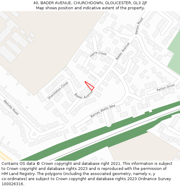 40, BADER AVENUE, CHURCHDOWN, GLOUCESTER, GL3 2JF: Location map and indicative extent of plot