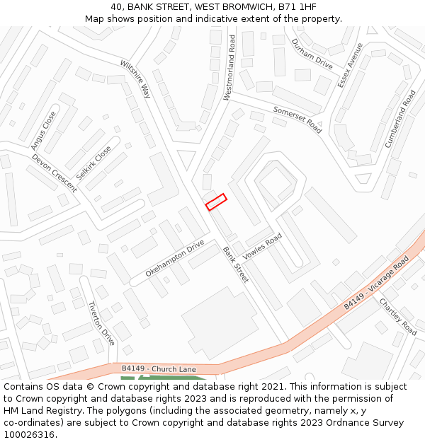 40, BANK STREET, WEST BROMWICH, B71 1HF: Location map and indicative extent of plot