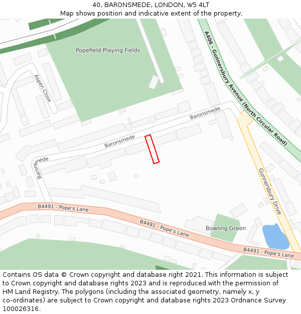 40, BARONSMEDE, LONDON, W5 4LT: Location map and indicative extent of plot