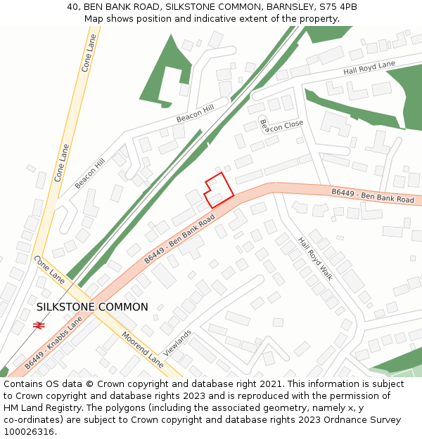 40, BEN BANK ROAD, SILKSTONE COMMON, BARNSLEY, S75 4PB: Location map and indicative extent of plot