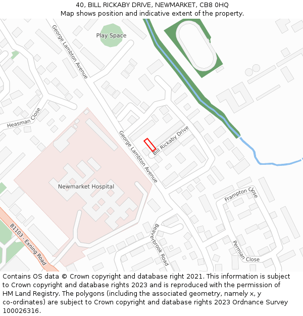 40, BILL RICKABY DRIVE, NEWMARKET, CB8 0HQ: Location map and indicative extent of plot