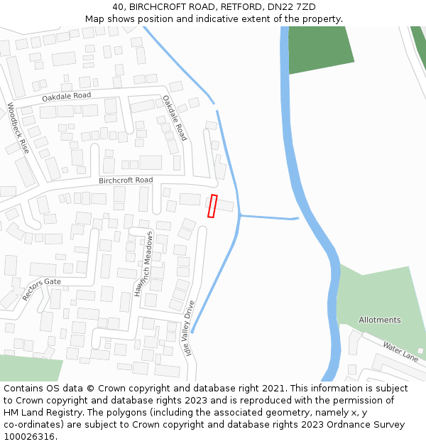 40, BIRCHCROFT ROAD, RETFORD, DN22 7ZD: Location map and indicative extent of plot