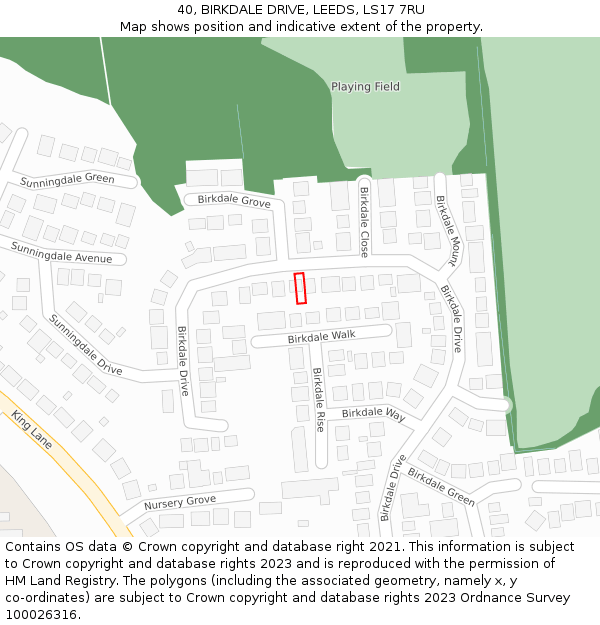 40, BIRKDALE DRIVE, LEEDS, LS17 7RU: Location map and indicative extent of plot