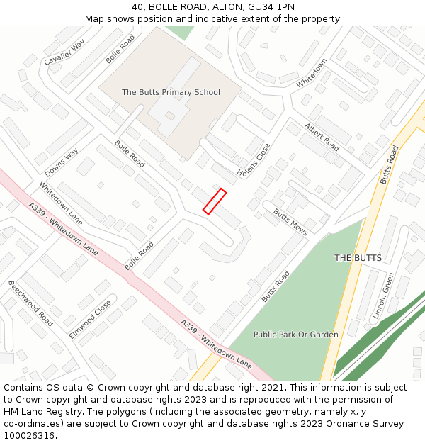 40, BOLLE ROAD, ALTON, GU34 1PN: Location map and indicative extent of plot