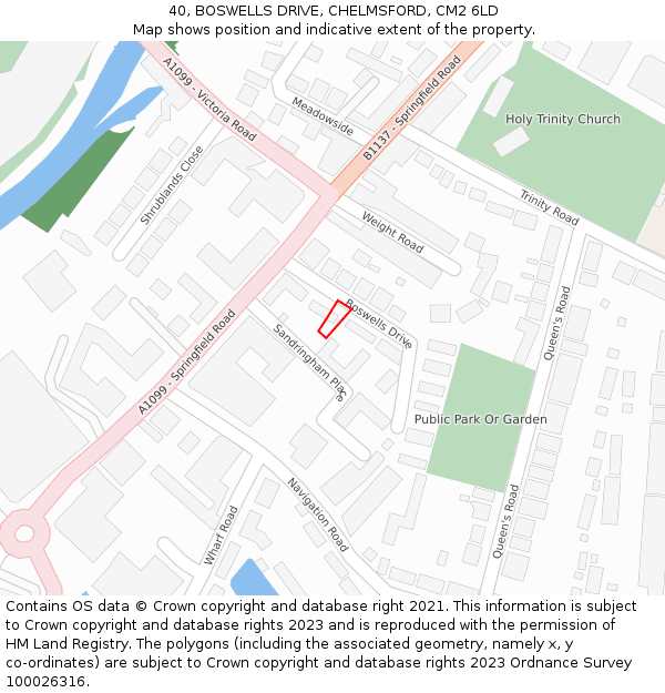 40, BOSWELLS DRIVE, CHELMSFORD, CM2 6LD: Location map and indicative extent of plot