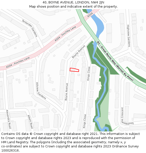 40, BOYNE AVENUE, LONDON, NW4 2JN: Location map and indicative extent of plot