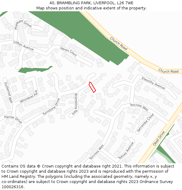 40, BRAMBLING PARK, LIVERPOOL, L26 7WE: Location map and indicative extent of plot