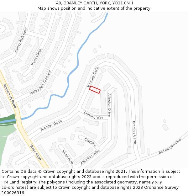 40, BRAMLEY GARTH, YORK, YO31 0NH: Location map and indicative extent of plot