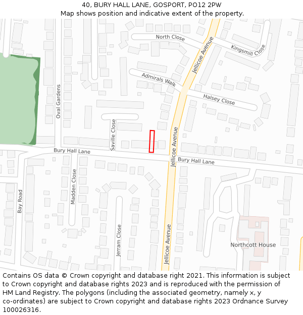 40, BURY HALL LANE, GOSPORT, PO12 2PW: Location map and indicative extent of plot