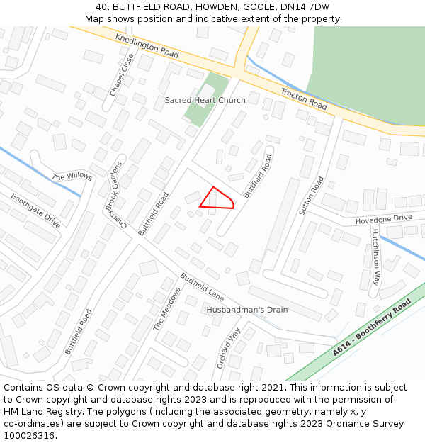40, BUTTFIELD ROAD, HOWDEN, GOOLE, DN14 7DW: Location map and indicative extent of plot