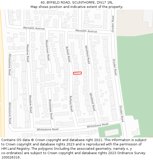 40, BYFIELD ROAD, SCUNTHORPE, DN17 1RL: Location map and indicative extent of plot