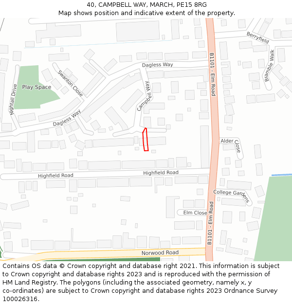 40, CAMPBELL WAY, MARCH, PE15 8RG: Location map and indicative extent of plot
