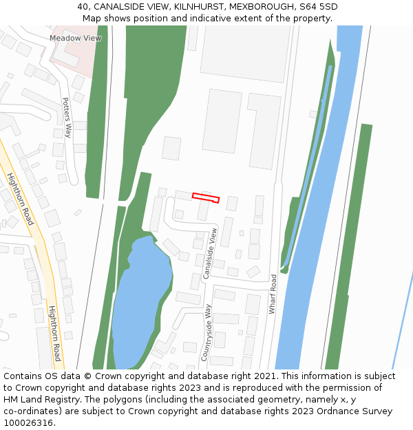 40, CANALSIDE VIEW, KILNHURST, MEXBOROUGH, S64 5SD: Location map and indicative extent of plot
