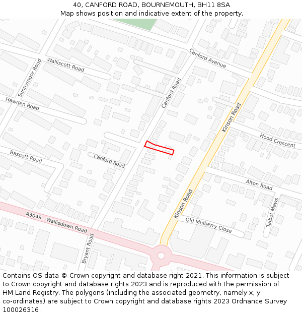 40, CANFORD ROAD, BOURNEMOUTH, BH11 8SA: Location map and indicative extent of plot