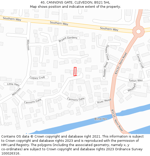 40, CANNONS GATE, CLEVEDON, BS21 5HL: Location map and indicative extent of plot