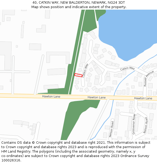 40, CATKIN WAY, NEW BALDERTON, NEWARK, NG24 3DT: Location map and indicative extent of plot
