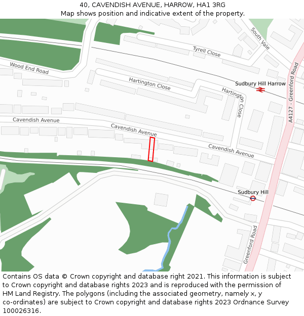 40, CAVENDISH AVENUE, HARROW, HA1 3RG: Location map and indicative extent of plot