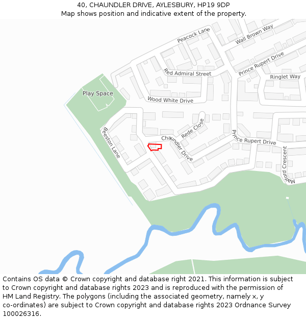 40, CHAUNDLER DRIVE, AYLESBURY, HP19 9DP: Location map and indicative extent of plot