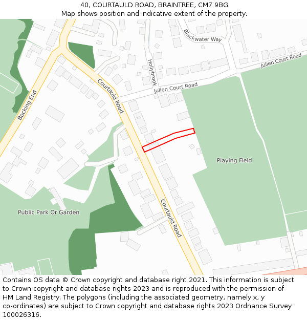 40, COURTAULD ROAD, BRAINTREE, CM7 9BG: Location map and indicative extent of plot