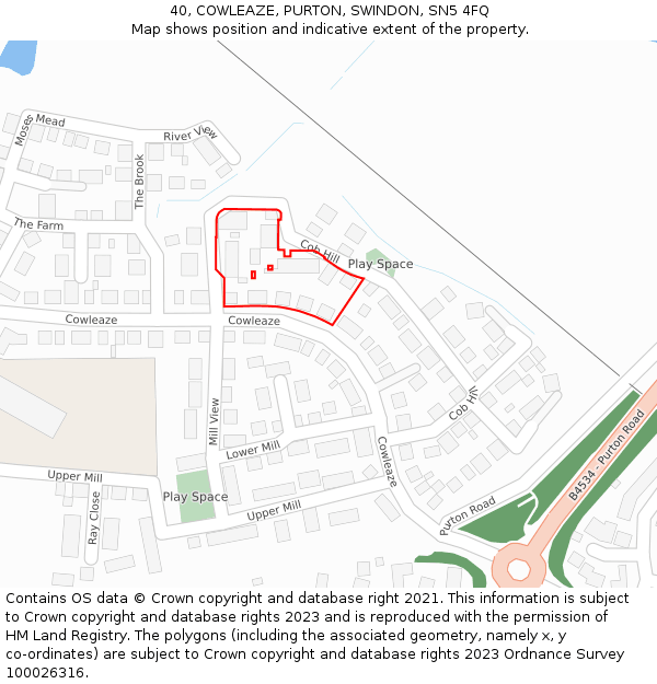 40, COWLEAZE, PURTON, SWINDON, SN5 4FQ: Location map and indicative extent of plot