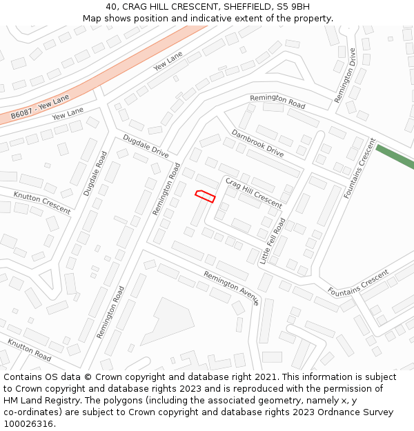 40, CRAG HILL CRESCENT, SHEFFIELD, S5 9BH: Location map and indicative extent of plot