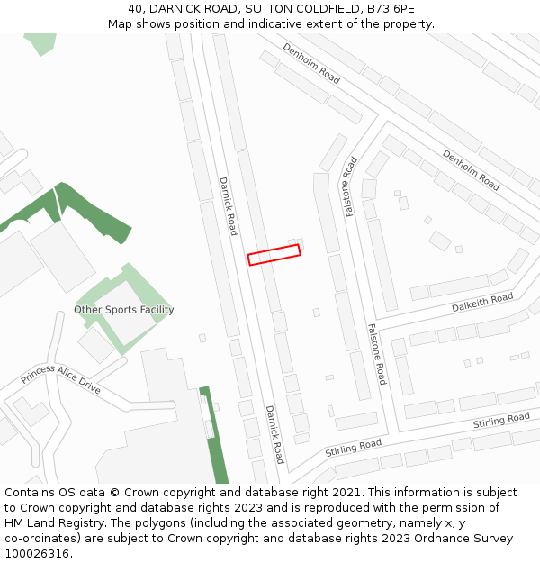 40, DARNICK ROAD, SUTTON COLDFIELD, B73 6PE: Location map and indicative extent of plot