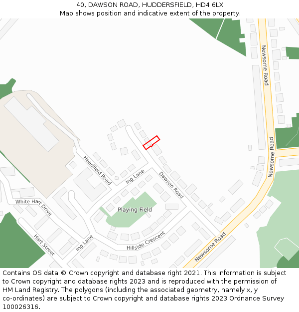 40, DAWSON ROAD, HUDDERSFIELD, HD4 6LX: Location map and indicative extent of plot