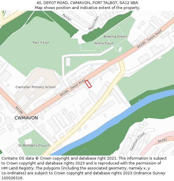 40, DEPOT ROAD, CWMAVON, PORT TALBOT, SA12 9BA: Location map and indicative extent of plot