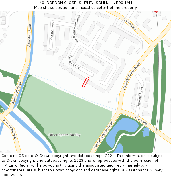 40, DORDON CLOSE, SHIRLEY, SOLIHULL, B90 1AH: Location map and indicative extent of plot