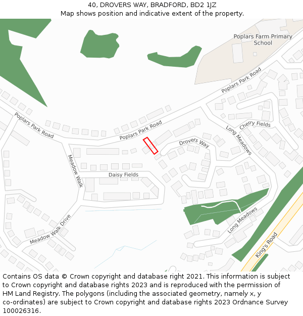 40, DROVERS WAY, BRADFORD, BD2 1JZ: Location map and indicative extent of plot