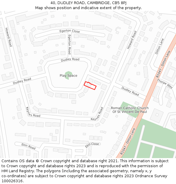 40, DUDLEY ROAD, CAMBRIDGE, CB5 8PJ: Location map and indicative extent of plot