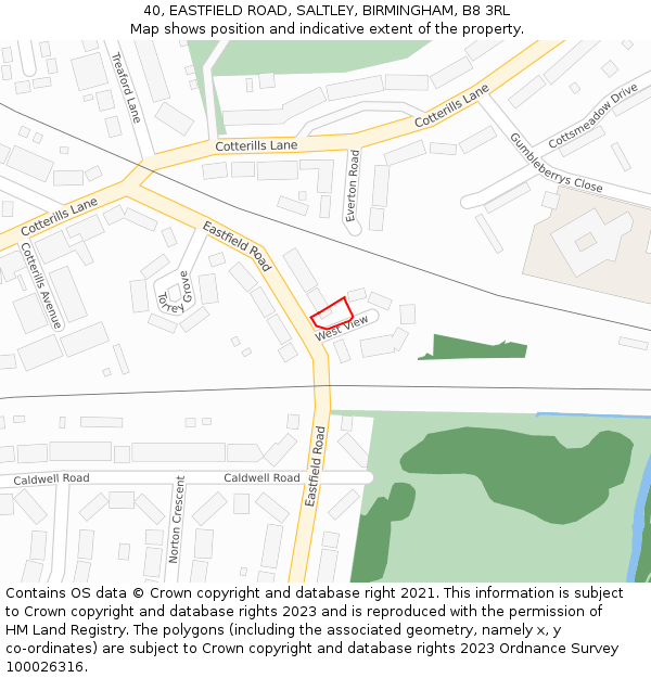 40, EASTFIELD ROAD, SALTLEY, BIRMINGHAM, B8 3RL: Location map and indicative extent of plot