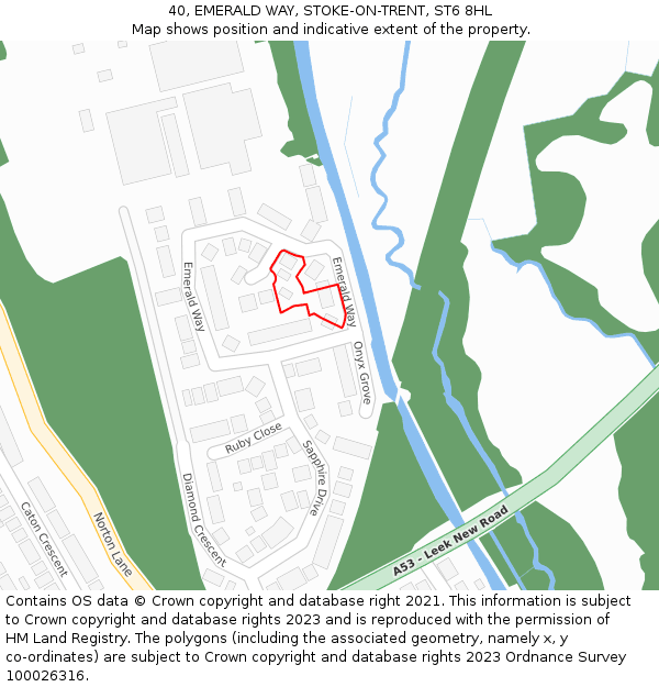 40, EMERALD WAY, STOKE-ON-TRENT, ST6 8HL: Location map and indicative extent of plot