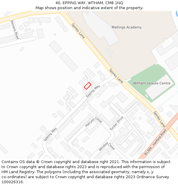 40, EPPING WAY, WITHAM, CM8 1NQ: Location map and indicative extent of plot