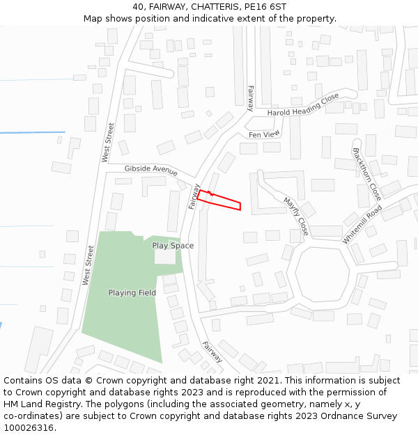 40, FAIRWAY, CHATTERIS, PE16 6ST: Location map and indicative extent of plot